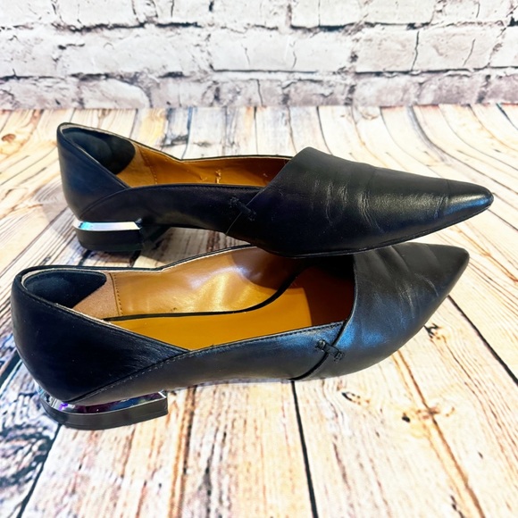 Halston | black leather pointed toe flats 7.5 - Picture 2 of 14